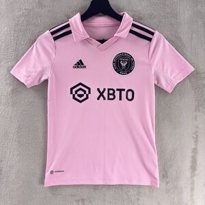 Adidas Inter Miami CF Soccer Jersey Kit Boys Size 9/10Y Pink Messi #10